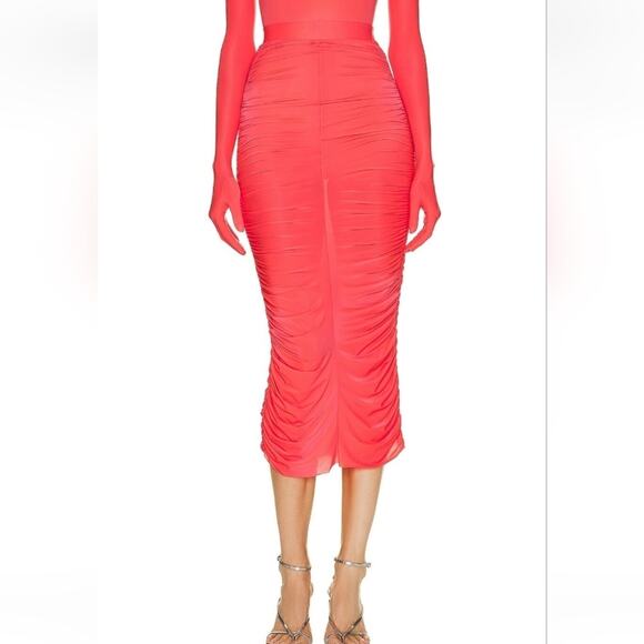Alex Perry Dakota Ruched Skirt in Strawberry UK 10 US 6 Midi - Picture 1 of 14